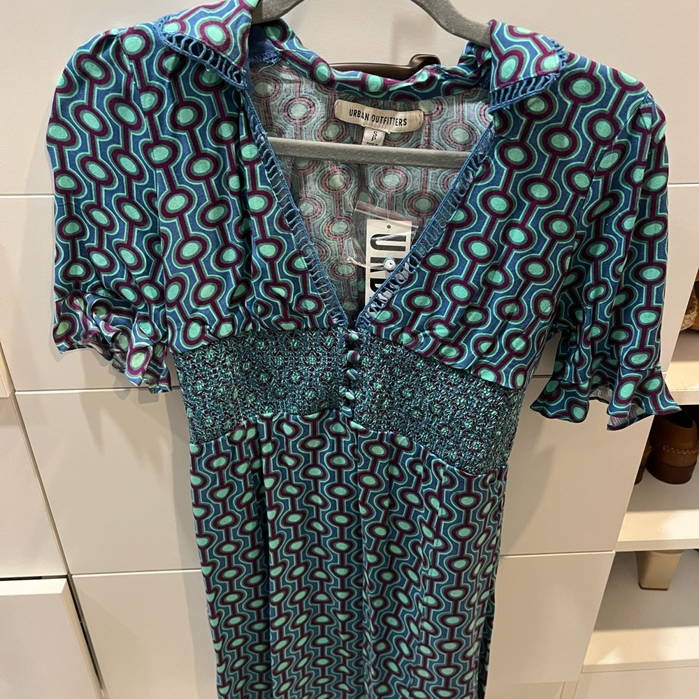 Urban Outfitters Geometric Dress in Blue and Green